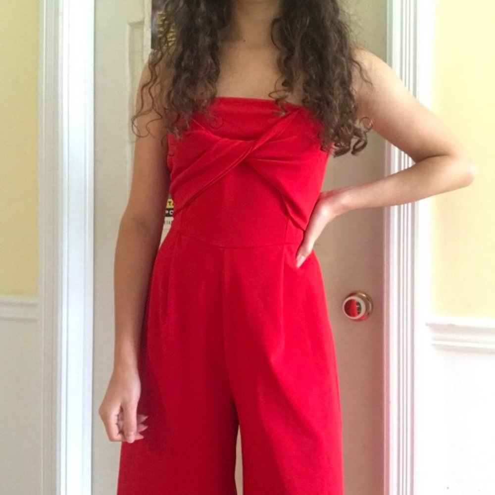 Co&Co Made in Italy Red Twist-Front Wide Leg Jumpsuit / Romper Size Small